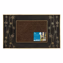 JVL Daisy PVC Pin Scraper Doormat, 45x75cm, Gold