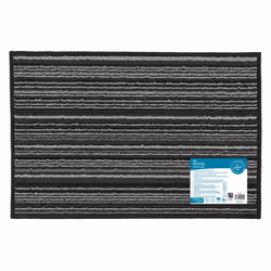 JVL Arona Machine Washable Latex Backed Doormat, 40x60cm,Black