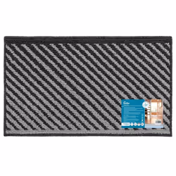 JVL Stellar Machine Washable Latex Backed Doormat, 50x80cm, Black