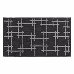 JVL Vector Machine Washable Latex Backed Doormat, 40x70cm, Black