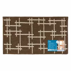 JVL Vector Machine Washable Latex Backed Doormat, 40x70cm, Brown