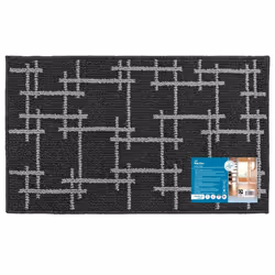 JVL Vector Machine Washable Latex Backed Doormat, 50x80cm, Black