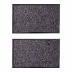 JVL Admiral Barrier Door Mat, Microfibre, Charcoal, 50 x 80 cm x 2