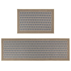 JVL Allure Machine Washable Doormat and Runner Set - Beige
