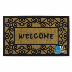 JVL Woven Coir Tuffscrape Doormat, 45x75cm, Scroll