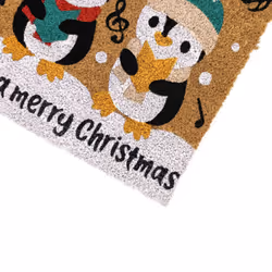 JVL Latex Christmas Coir - 40x58cm - Penguins