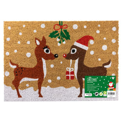 JVL Latex Christmas Coir  - 40x58cm - Reindeers