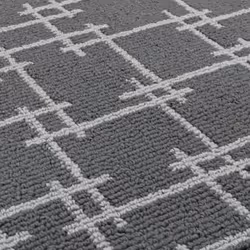 JVL Vector Machine Washable Latex Backed Runner Doormat, 57x150cm, Grey