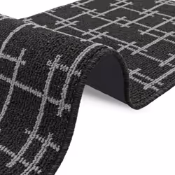 JVL Vector Machine Washable Latex Backed Runner Doormat, 57x150cm, Black