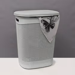 JVL Droplette Design Plastic Laundry Basket, 52 Litre, 57 x 45 x 38 cm Approx, Grey, One Size - Additional view 6