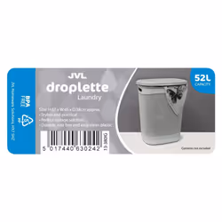 JVL Droplette Design Plastic Laundry Basket, 52 Litre, 57 x 45 x 38 cm Approx, Grey, One Size - Additional view 7