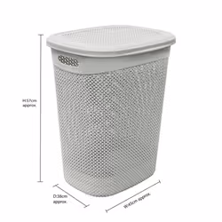 JVL Droplette Design Plastic Laundry Basket, 52 Litre, 57 x 45 x 38 cm Approx, Grey, One Size - Additional view 8