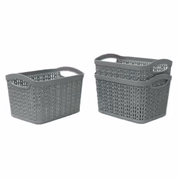 Loop 1.5L S/3 Storage Baskets - Grey