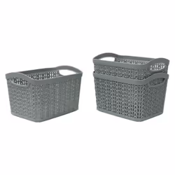 Loop 1.5L S/3 Storage Baskets - Grey