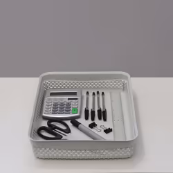 Droplette Design Plastic Storage Tray, 4.7L, 7 x 35 x 26cm Approx, Grey