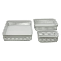 Droplette Design Set of 3 Rectangular Plastic Storage, Grey, One Size
