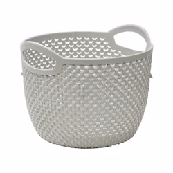 Droplette Design Plastic Round Storage Basket, 3.3L,16 x 19cm Approx, Grey, One Size