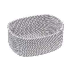 JVL Edison Rectangular Cotton Rope Storage Basket, Set of 3, Grey