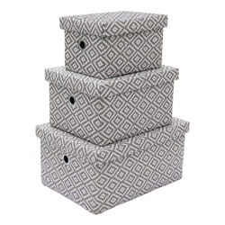 JVL Argyle Set of 3 Rectangular Lidded Storage Baskets