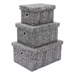 JVL Urban Set of 3 Rectangle Paper Storage Baskets, Medium
