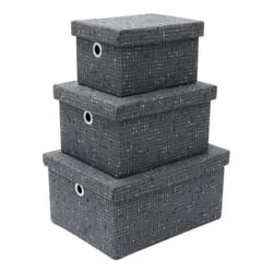 JVL Shadow Rectangular Fabric Storage Baskets with Lids, Set of 3