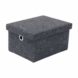 JVL Shadow Rectangular Fabric Storage Baskets with Lids, Set of 3