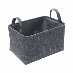 JVL Shadow Rectangular Fabric Storage Baskets with Handles, Set of 3