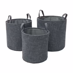 JVL Shadow Set Of 3 Round Fabric Storage Baskets