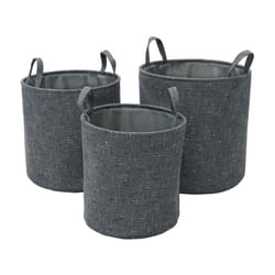 JVL Shadow Set Of 3 Round Fabric Storage Baskets
