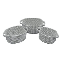 JVL Edison Oval Cotton Rope Storage Basket, Set of 3, Grey