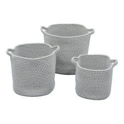 JVL Edison Cotton Rope Storage Baskets, Set of 3, Grey