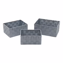 JVL Vichy Rect Nylon Storage Baskets, Set of 3