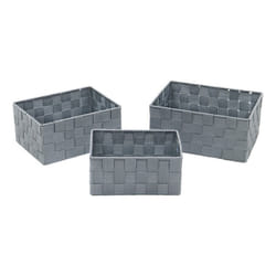 JVL Vichy Rect Nylon Storage Baskets, Set of 3