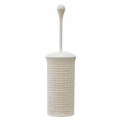 JVL Loop Toilet Brush and Round Plastic Bin - White