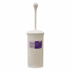 JVL Loop Toilet Brush and Round Plastic Bin - White