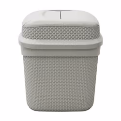 JVL Droplette Toilet Brush and Rectangular Lidded Bin - Ice Grey