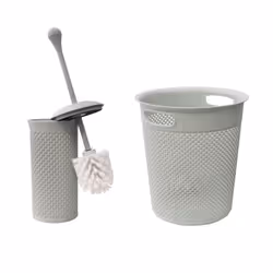 JVL Droplette Toilet Brush and Round Bin - Ice Grey