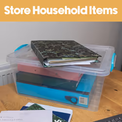 JVL Plastic Clip Lidded Storage Box, Stackable & Nestable, Clear, Set of 3, 25L - Additional view 6