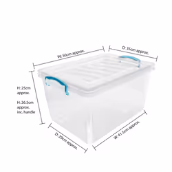 JVL Plastic Clip Lidded Storage Box, Stackable & Nestable, Clear, Set of 3, 30L - Additional view 10