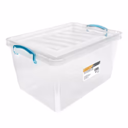 JVL Plastic Clip Lidded Storage Box, Stackable & Nestable, Clear, Set of 3, 30L