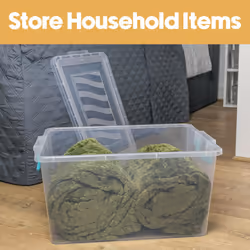 JVL Plastic Clip Lidded Storage Box, Stackable & Nestable, Clear, Set of 3, 30L - Additional view 6