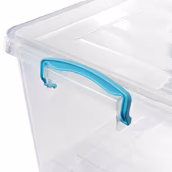 JVL Plastic Clip Lidded Storage Box with Wheels, Stackable and Nestable, Clear, Set of 4, 50L - Additional view 5