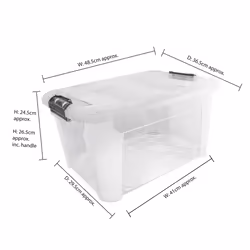 JVL Plastic Secure Clip Lidded Storage Box, Stackable & Nestable, Clear, Set of 3, 30L - Additional view 10
