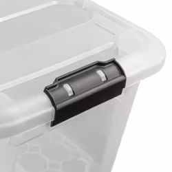 JVL Plastic Secure Clip Lidded Storage Box, Stackable & Nestable, Clear, Set of 3, 30L
