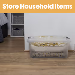 JVL Plastic Secure Clip Lidded Storage Box, Stackable & Nestable, Clear, Set of 3, 30L - Additional view 5