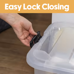 JVL Plastic Secure Clip Lidded Storage Box, Stackable & Nestable, Clear, Set of 3, 30L - Additional view 6