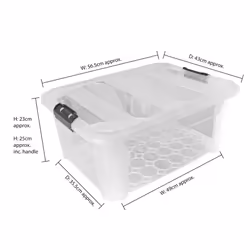 JVL Plastic Secure Clip Lidded Storage Box, Stackable & Nestable, Clear, Set of 4, 40L - Additional view 11