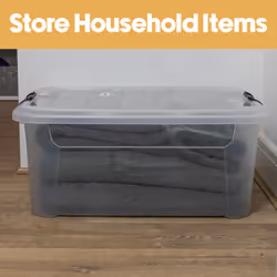 JVL Plastic Secure Clip Lidded Storage Box, Stackable & Nestable, Clear, Set of 4, 40L - Additional view 6