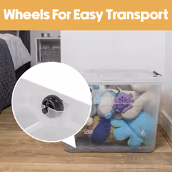 JVL Plastic Secure Clip Lidded Storage Box with Wheels, Stackable & Nestable, Clear, Set of 4, 60L - Additional view 7