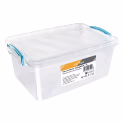 JVL Plastic Clip Lidded Food Storage Box, Stackable & Nestable, Set of 5, 1.6L, 3L, 5L, 8.5L, 13.5L